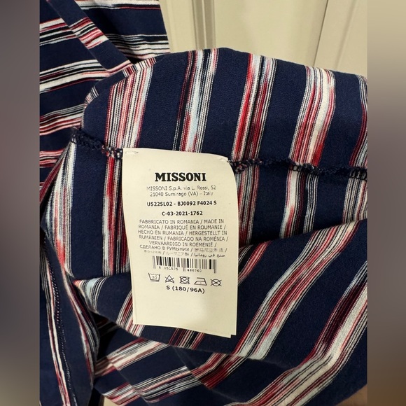 Missoni Men's Stripe Cotton Jersey Logo Tee - Picture 3 of 5